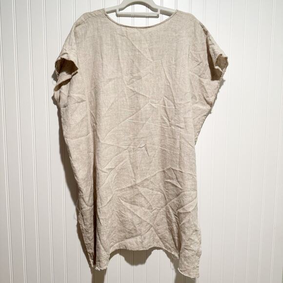 Erin Macleod Linen Tunic Top Oatmeal Color Side Slits Boxy Oversized Size XL - Picture 6 of 6